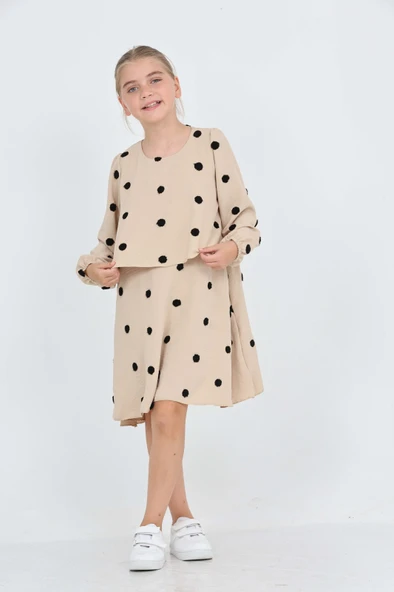 Toontoy Kız Çocuk Puantiye Detaylı Elbise - 7