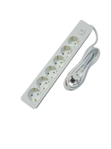 Seldur Altılı Anahtarlı Grup Priz Topraklı 5mt ürün görseli 1