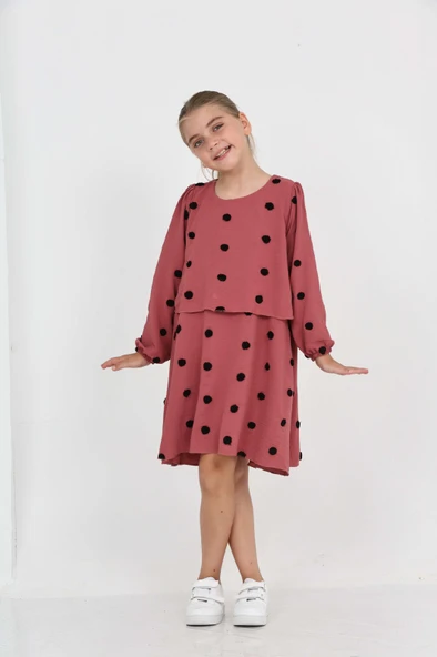 Toontoy Kız Çocuk Puantiye Detaylı Elbise - 2