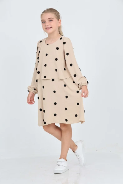 Toontoy Kız Çocuk Puantiye Detaylı Elbise - 10