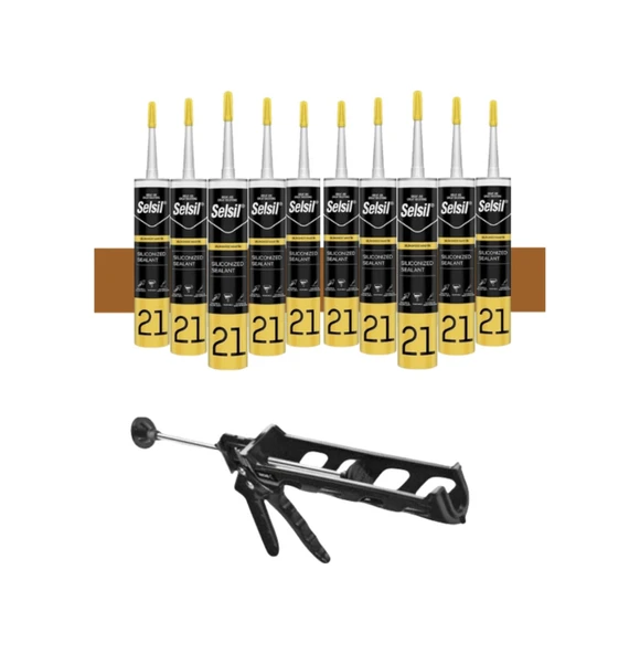 Selsil Silikonize Altınmeşe Mastik 500 Gr. 10 Adet +  Kendo Silikon Tabancası ürün görseli