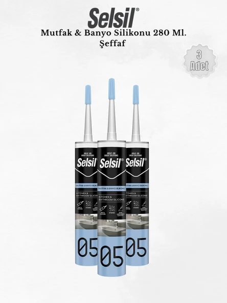 Selsil Mutfak & Banyo Silikonu Şeffaf 280 Ml - 3 Adet ürün görseli