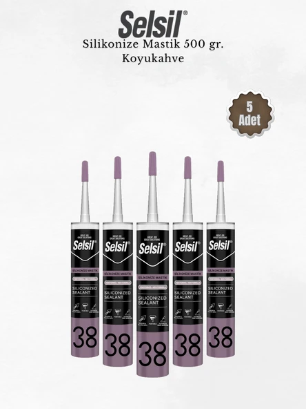 Selsil Silikonize Koyukahverengi Mastik 500 Gr. 5 Adet ürün görseli
