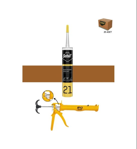 Selsil Silikonize Altınmeşe Mastik 500 Gr. 25 Adet +  Gfb Alüminyum Silikon Tabancası ürün görseli