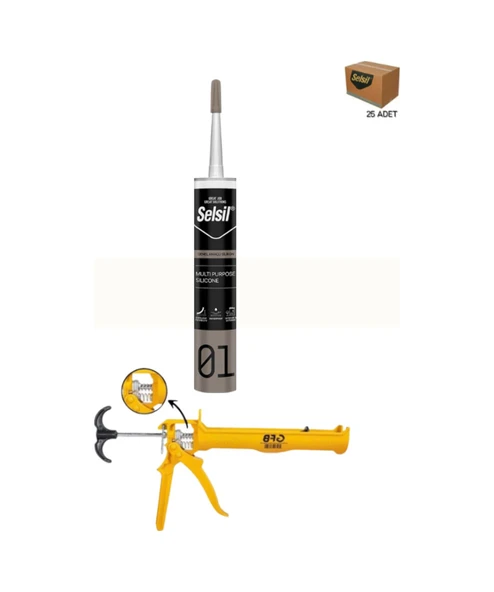 Selsil Genel Amaçlı Şeffaf Silikon 280 Gr. 25 Adet +  Gfb Alüminyum Silikon Tabancası ürün görseli