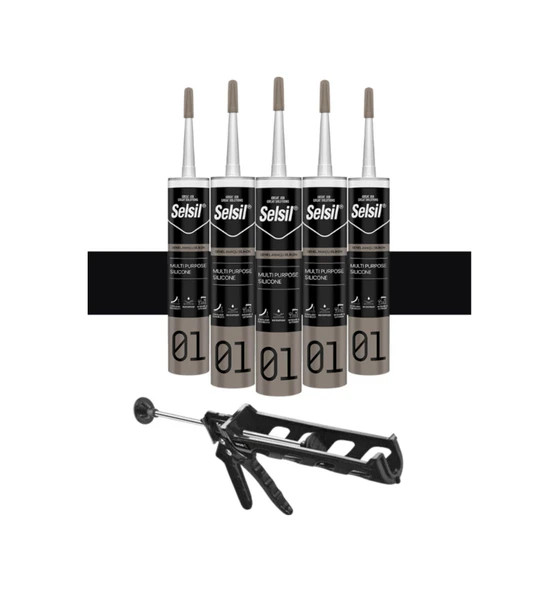 Selsil Genel Amaçlı Siyah Silikon 280 Gr. 5 Adet +  Kendo Silikon Tabancası ürün görseli
