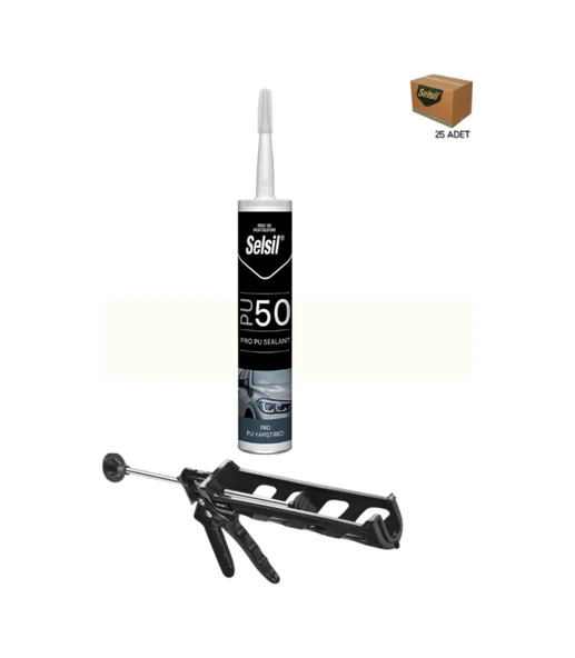 Selsil Poliüretan Beyaz Mastik 280 Ml.  25 Adet +  Kendo Silikon Tabancası ürün görseli