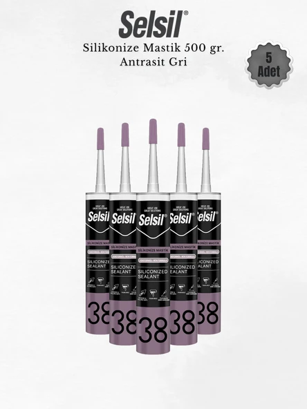 Selsil Silikonize Antrasit Gri Mastik 500 Gr - 5 Adet ürün görseli