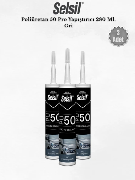 Selsil Poliüretan Mastik Gri 280 Ml. - 3 Adet ürün görseli