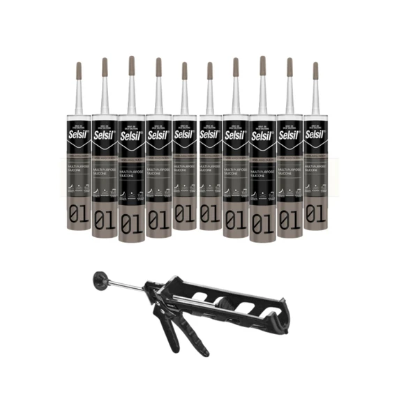 Selsil Genel Amaçlı Şeffaf Silikon 280 Gr. 10 Adet +  Kendo Silikon Tabancası ürün görseli