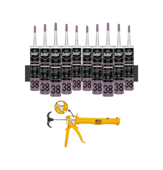 Selsil Silikonize Antrasit Gri Mastik 500 Gr.  10 Adet + Gfb Alüminyum Silikon Tabancası ürün görseli