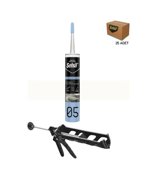 Selsil Duşakabin Silikonu Şeffaf 280 Ml. 25 Adet +  Kendo Silikon Tabancası ürün görseli