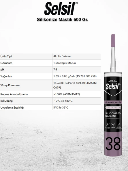 Selsil Silikonize Gri Mastik 500 Gr - 3 Adet - Resim 3