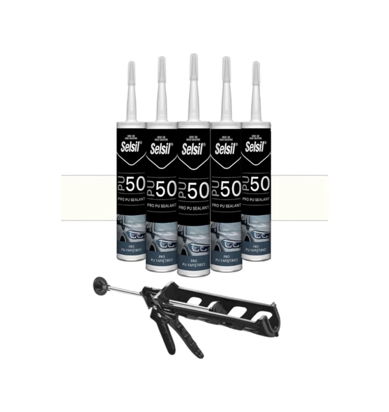 Selsil Poliüretan Beyaz Mastik 280 Ml. 5 Adet +  Kendo Silikon Tabancası ürün görseli