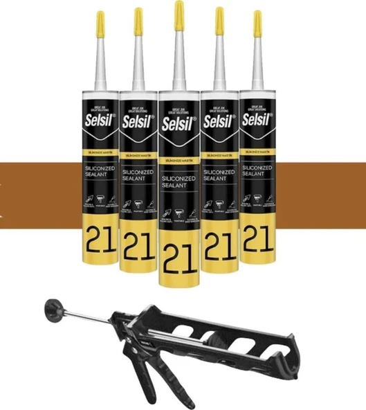 Selsil Silikonize Altınmeşe Mastik 500 Gr. 5 Adet +  Kendo Silikon Tabancası ürün görseli
