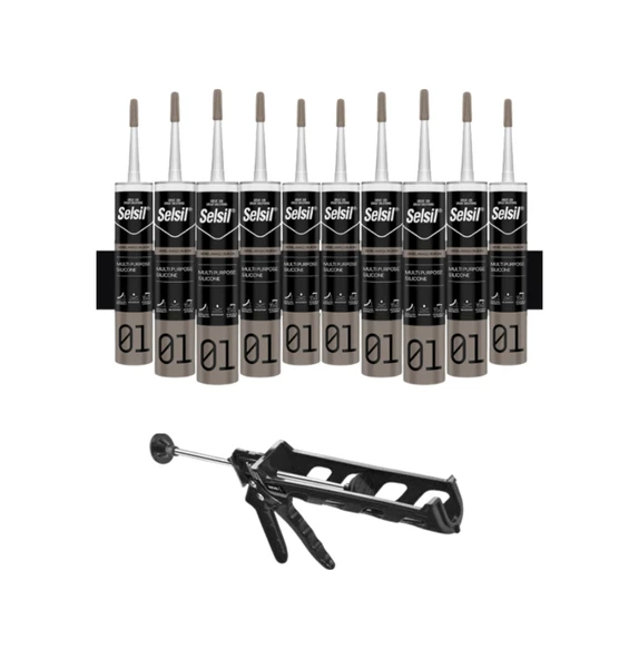Selsil Genel Amaçlı Siyah Silikon 280 Gr. 10 Adet +  Kendo Silikon Tabancası ürün görseli
