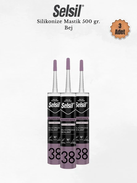 Selsil Silikonize Bej Mastik 500 Gr - 3 Adet ürün görseli