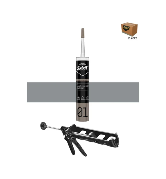 Selsil Genel Amaçlı Gri Silikon 280 Gr. 25 Adet + Kendo Silikon Tabancası ürün görseli