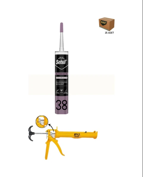 Selsil Silikonize Beyaz Mastik 500 Gr. 25 Adet +  Gfb Alüminyum Silikon Tabancası ürün görseli