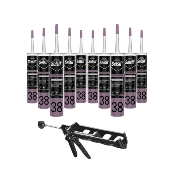 Selsil Silikonize Beyaz Mastik 500 Gr. 10 Adet +  Kendo Silikon Tabancası ürün görseli