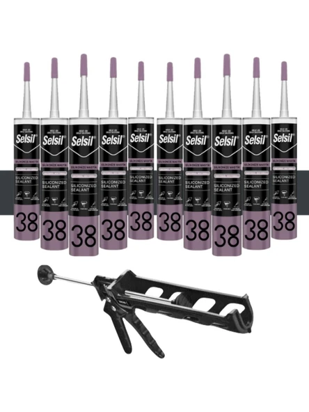 Selsil Silikonize Antrasit Gri Mastik 500 Gr - 10 Adet + Kendo Silikon Tabancası ürün görseli