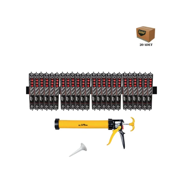 Selsil Poliüretan Siyah Sosis Mastik 600 Ml. 20 Adet + Gfb Alüminyum Sosis Tabancası 600 Ml. ürün görseli