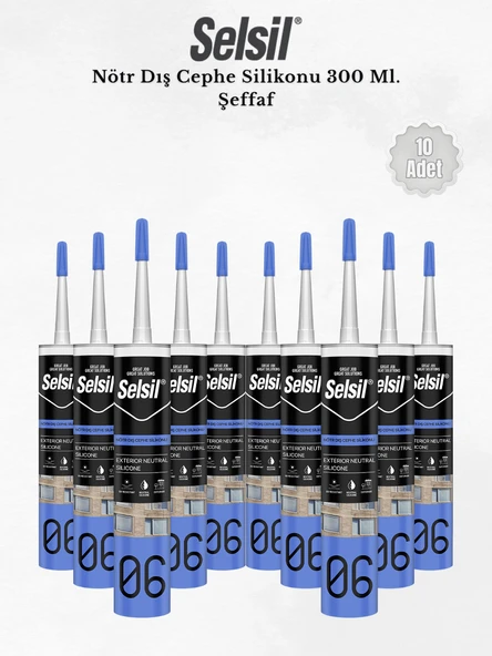 Selsil Nötr Dış Cephe Silikonu Şeffaf 300 Ml - 10 Adet ürün görseli