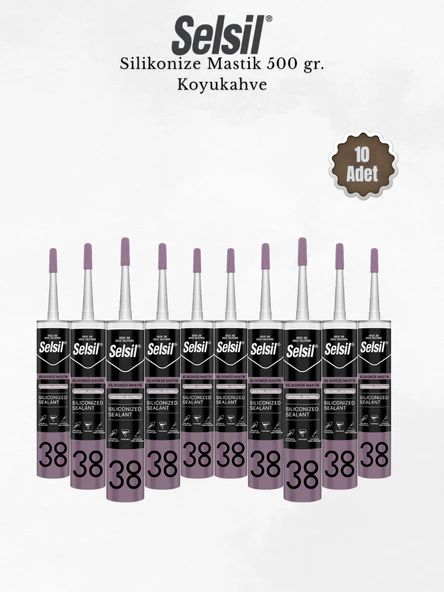 Selsil Silikonize Koyukahverengi Mastik 500 Gr. - 10 Adet ürün görseli
