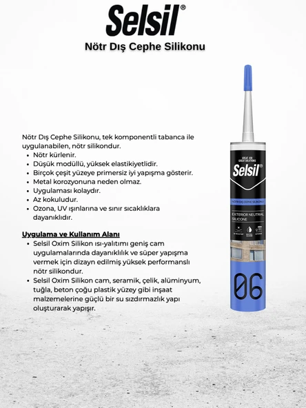 Selsil Nötr Dış Cephe Silikonu Şeffaf 300 Ml - 25 Adet - Resim 2