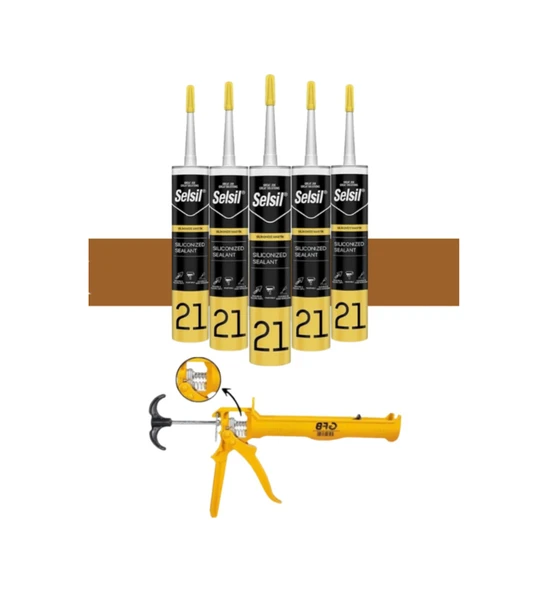 Selsil Silikonize Altınmeşe Mastik 500 Gr. 5 Adet +  Gfb Alüminyum Silikon Tabancası ürün görseli
