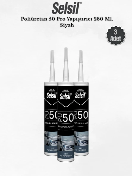 Selsil Poliüretan Mastik Siyah 280 Ml. - 3 Adet ürün görseli