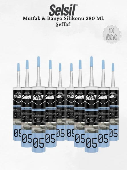 Selsil Mutfak & Banyo Silikonu Şeffaf 280 Ml - 10 Adet ürün görseli