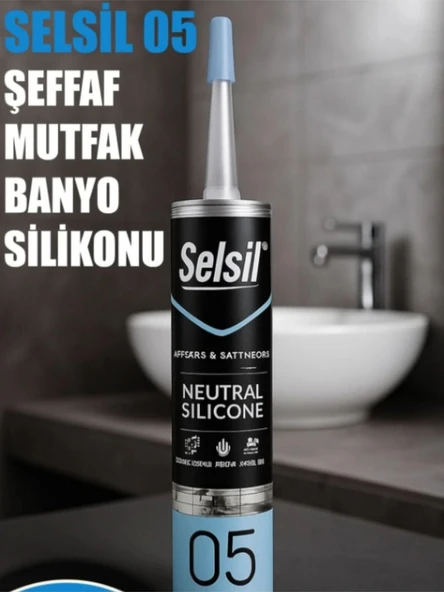 Selsil Mutfak & Banyo Silikonu Şeffaf 280 Ml. 5 Adet +  Kendo Silikon Tabancası - Resim 4
