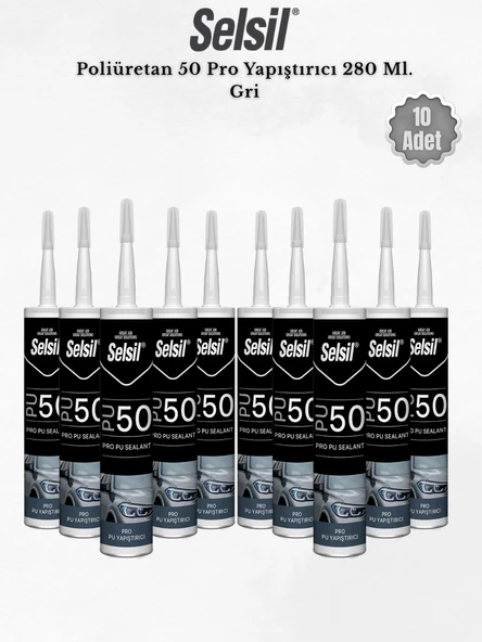 Selsil Poliüretan Gri Mastik 280 Ml - 10 Adet ürün görseli