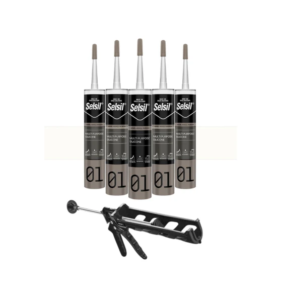 Selsil Genel Amaçlı Şeffaf Silikon 280 Gr. 5 Adet +  Kendo Silikon Tabancası ürün görseli