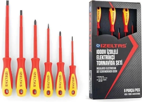 İzeltaş 4140009106 İzoleli Elektrikçi Tornavida Seti 1000V -  6 Parça ürün görseli