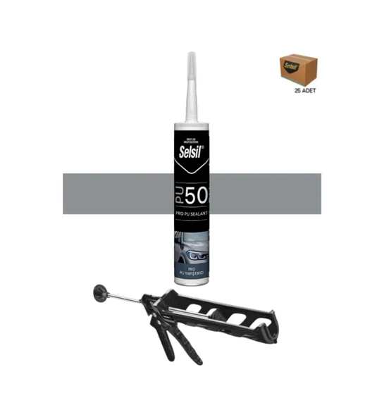Selsil Poliüretan Gri Mastik 280 Ml. 25 Adet +  Kendo Silikon Tabancası - Resim 3