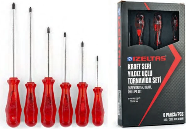 İzeltaş 4120008106 Kraft Seri Yıldız Uçlu Tornavida Seti - 6 Parça - 3