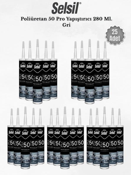 Selsil Poliüretan Mastik Gri 280 Ml - 25 Adet ürün görseli