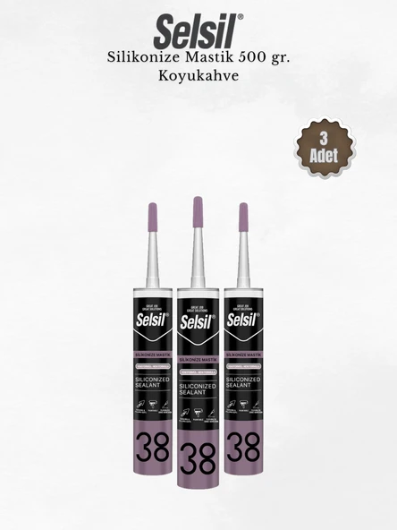 Selsil Silikonize Koyukahverengi Mastik 500 Gr. - 3 Adet ürün görseli