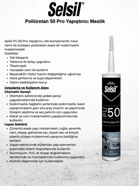 Selsil Poliüretan Mastik Gri 280 Ml - 25 Adet - Resim 2