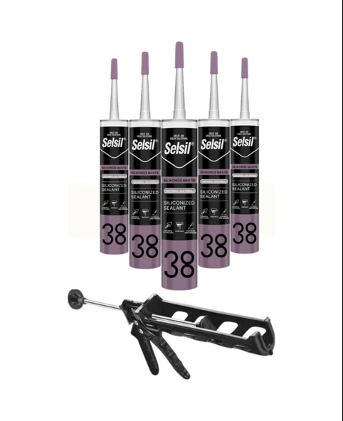 Selsil Silikonize Beyaz Mastik 500 Gr. 5 Adet +  Kendo Silikon Tabancası ürün görseli