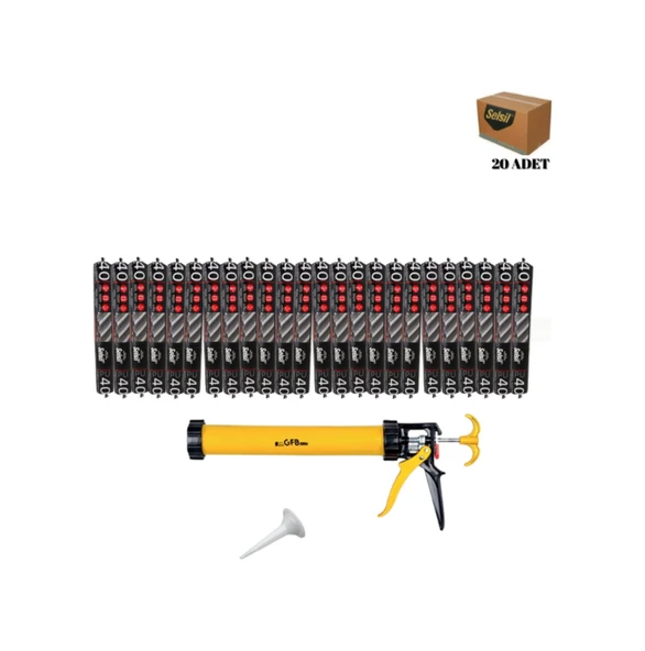 Selsil Poliüretan Beyaz Sosis Mastik 600 Ml. 20 Adet +  Gfb Alüminyum Sosis Tabancası 600 Ml. ürün görseli