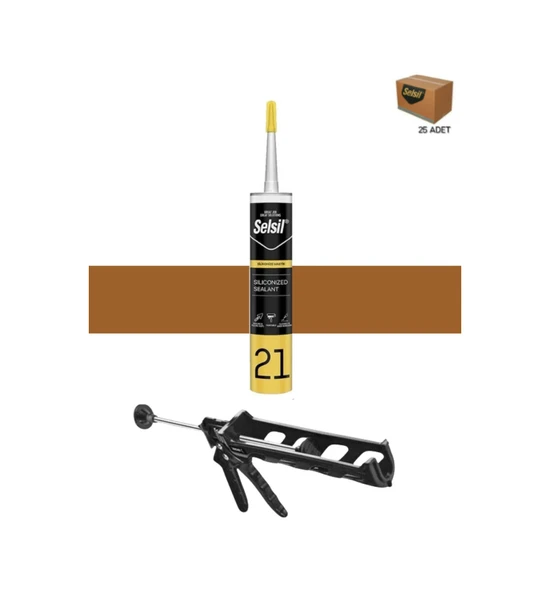Selsil Silikonize Altınmeşe Mastik 500 Gr. 25 Adet +  Kendo Silikon Tabancası ürün görseli