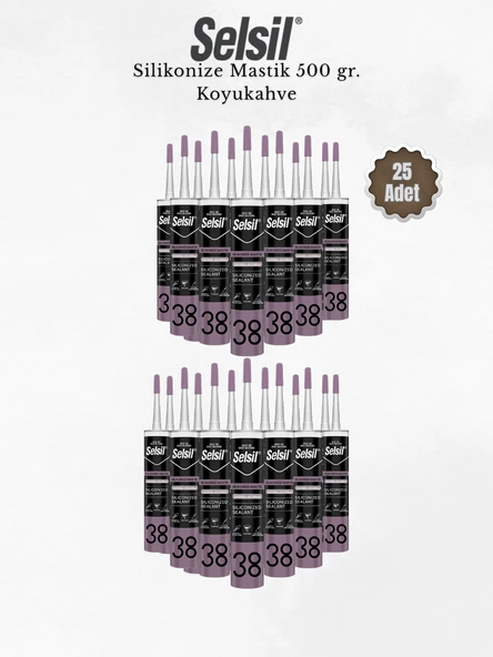Selsil Silikonize Koyukahverengi Mastik 500 Gr. - 25 Adet ürün görseli