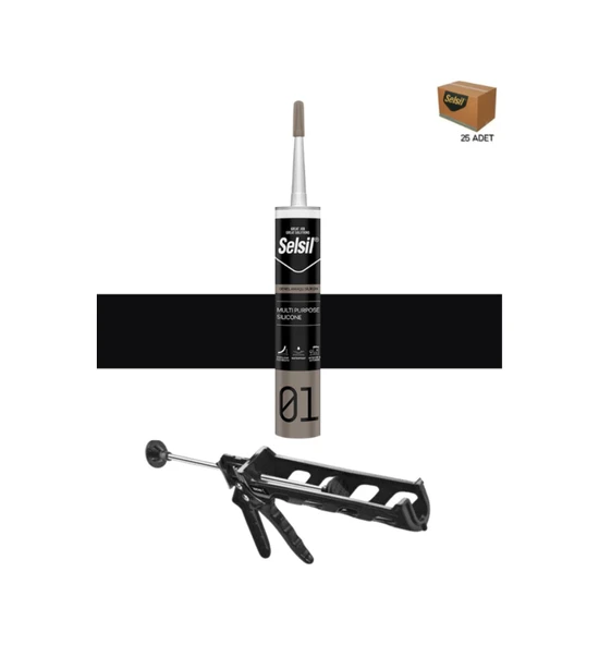 Selsil Genel Amaçlı Siyah Silikon 280 Gr. 25 Adet +  Kendo Silikon Tabancası ürün görseli