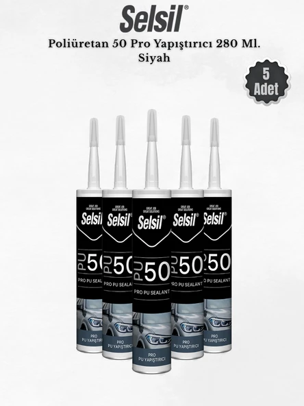 Selsil Poliüretan Mastik Siyah 280 Ml. - 5 Adet ürün görseli