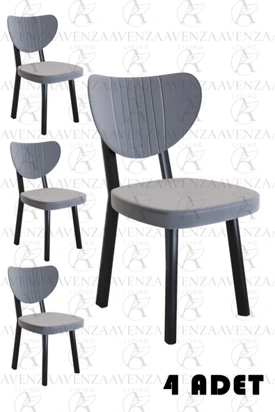 AVENZA LİVİNG ELMA SANDALYE GRİ 4 LÜ MUTFAK SANDALYESİ, YEMEK, BAHÇE, KAFE, MODERN