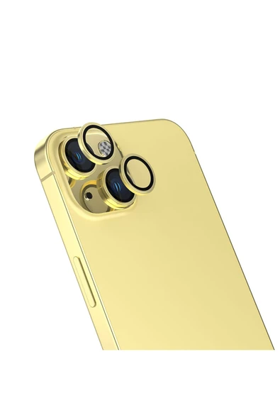 mastersonic iPhone 15 Uyumlu MTSC CL-13 Kamera Koruyucu-Sarı - 1