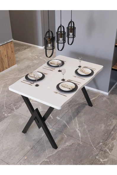 AVENZA LİVİNG KÜTÜK YEMEK MASASI BEYAZ 80X120 METAL AYAK